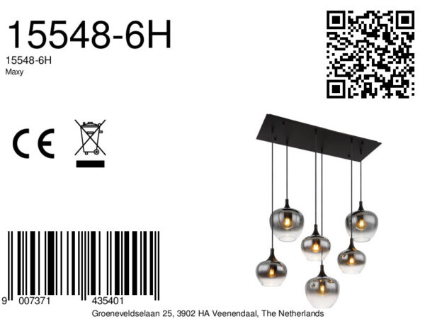 hanglamp modern zwart metaal Globo Maxy - Image 6