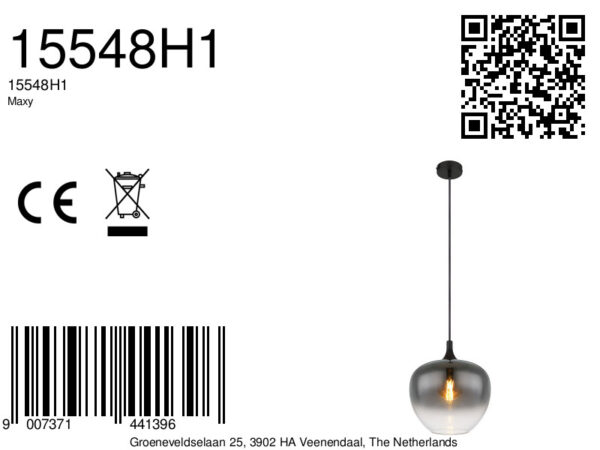 Globo Maxy hanglamp – ø 29 cm – E27 (grote fitting) – Zwart - Image 6