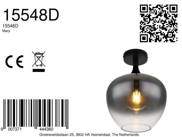 Plafondlamp rond zwart modern Globo Maxy - Image 6