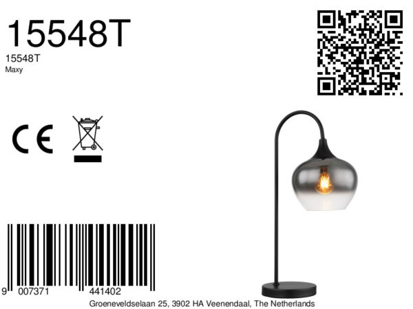 Globo Maxy tafellamp – E27 (grote fitting) – Zwart - Image 6