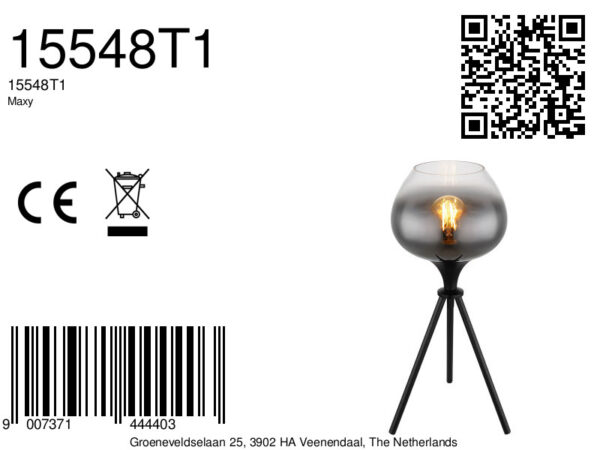 Globo Maxy tafellamp – ø 24 cm – E27 (grote fitting) – Zwart - Image 6