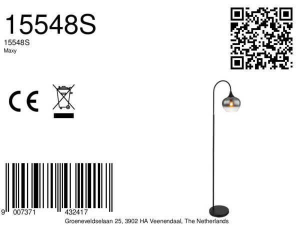 Globo Maxy vloerlamp – E27 (grote fitting) – Zwart - Image 6