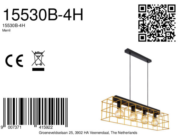 Globo Merril hanglamp – E27 (grote fitting) – Zwart - Image 6
