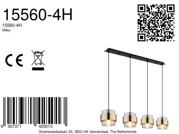 Globo Milley hanglamp – E27 (grote fitting) – Zwart - Image 6