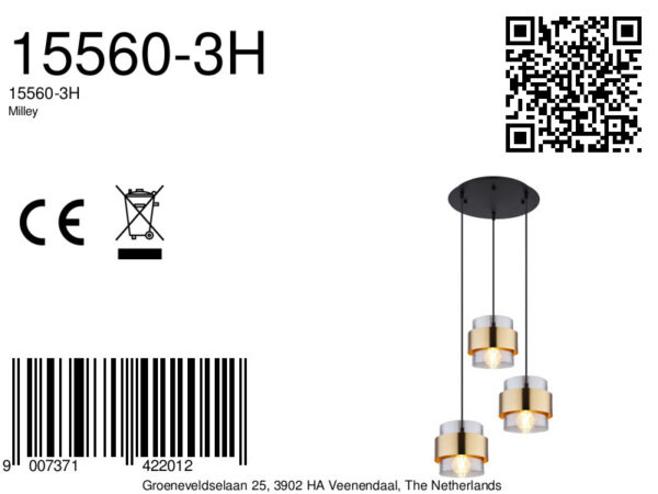 Globo Milley hanglamp – ø 45 cm – E27 (grote fitting) – Zwart - Image 6