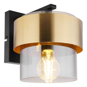 Globo Milley wandlamp – E27 (grote fitting) – Zwart
