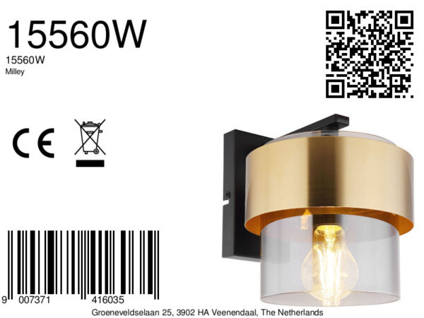 Globo Milley wandlamp – E27 (grote fitting) – Zwart - Image 6