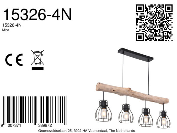 Globo Mina hanglamp – E27 (grote fitting) – Zwart - Image 6