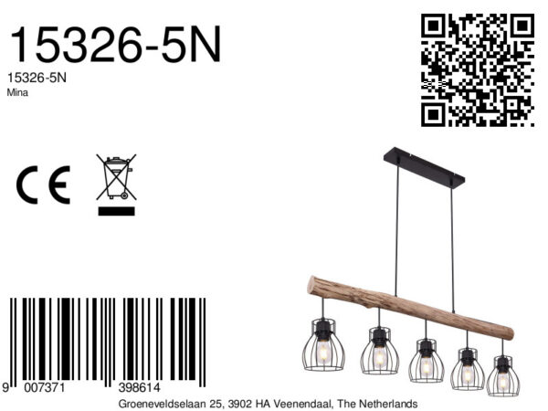 Globo Mina hanglamp – E27 (grote fitting) – Zwart - Image 6