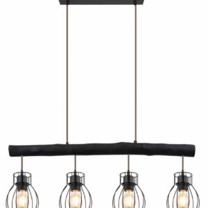 Globo Mina hanglamp – E27 (grote fitting) – Zwart
