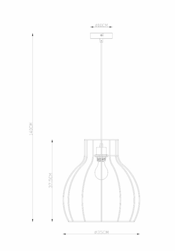 Globo Mina hanglamp – ø 35 cm – E27 (grote fitting) – Zwart - Image 5