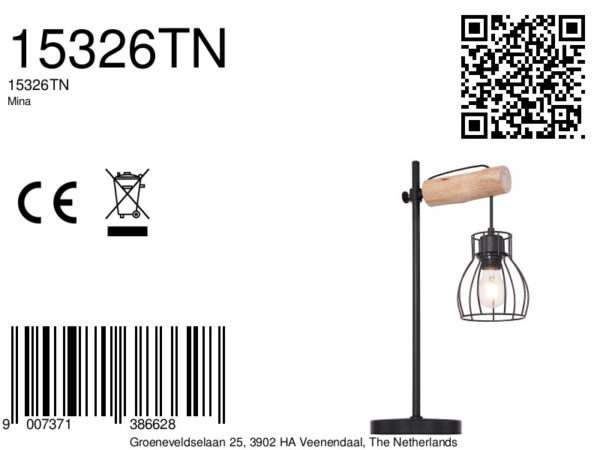 Globo Mina tafellamp – E27 (grote fitting) – Zwart - Image 6