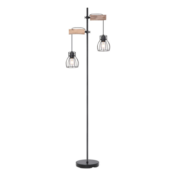 Globo Mina vloerlamp – E27 (grote fitting) – Zwart