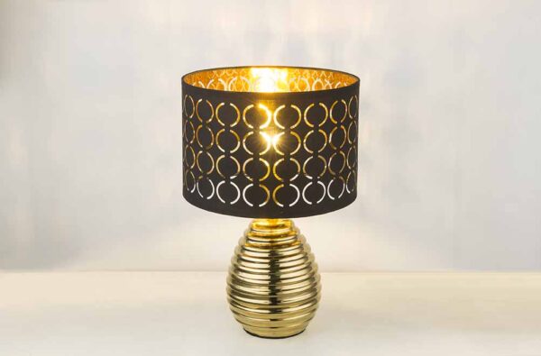 Globo Mirauea tafellamp – ø 25 cm – E27 (grote fitting) – Goud - Image 3