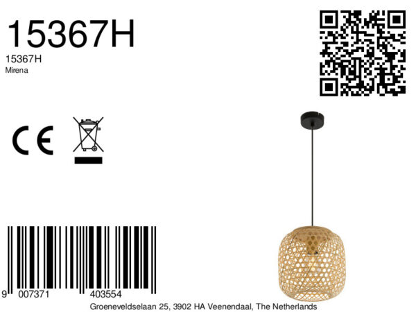 Globo Mirena hanglamp – ø 23 cm – E27 (grote fitting) – Naturel - Image 4