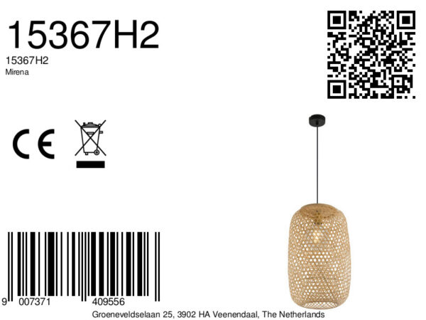 Globo Mirena hanglamp – ø 31 cm – E27 (grote fitting) – Naturel - Image 4