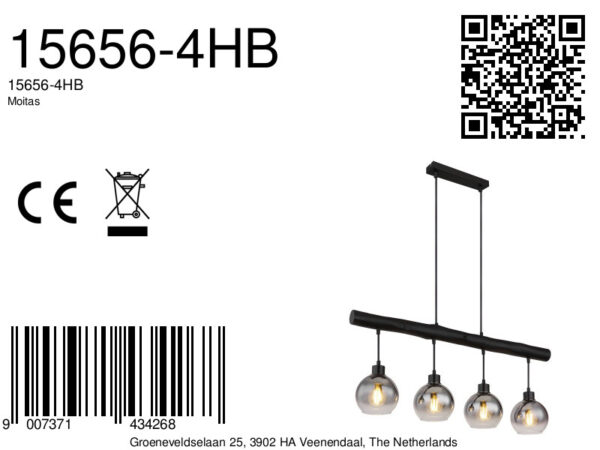 Globo Moitas hanglamp – E27 (grote fitting) – Zwart - Image 5