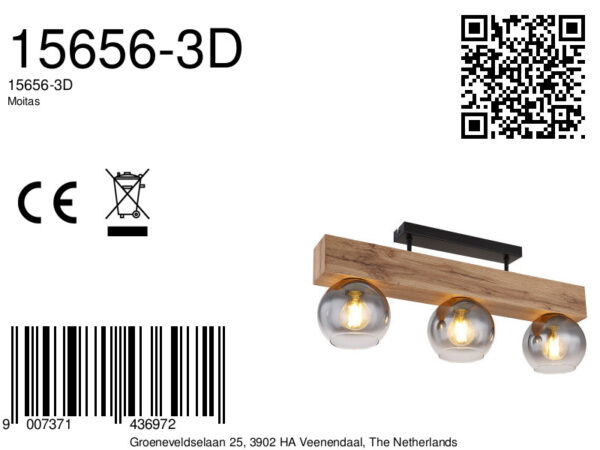 Globo Moitas plafonniere – E27 (grote fitting) – Zwart - Image 5