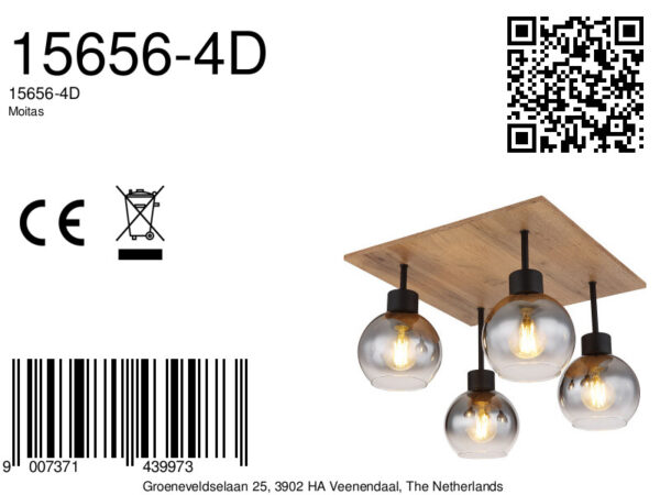 Globo Moitas plafonniere – E27 (grote fitting) – Zwart - Image 5