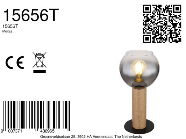 Globo Moitas tafellamp – ø 15 cm – E27 (grote fitting) – Zwart - Image 5