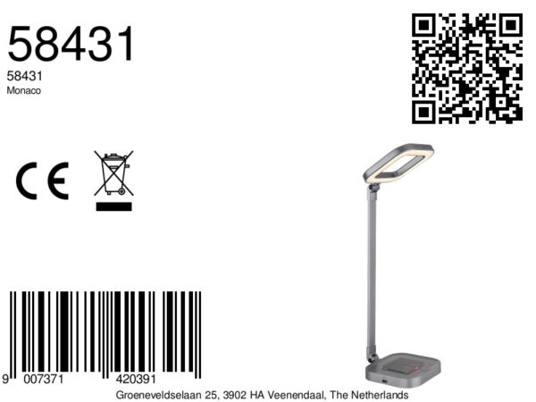 Globo Monaco tafellamp – Ingebouwd (LED) – Grijs - Image 5
