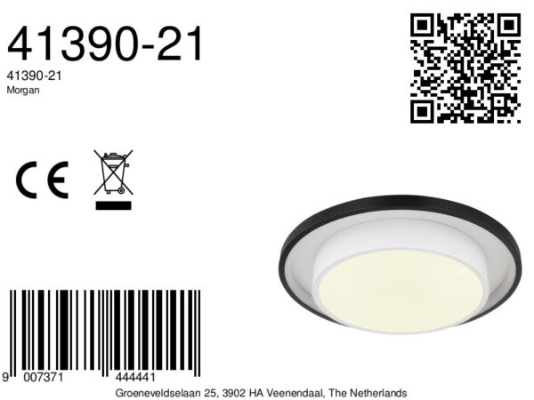 Globo Morgan plafonniere – ø 39,5 cm – Ingebouwd (LED) – Zwart - Image 5