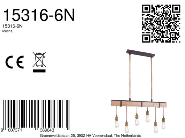 Globo Mucha hanglamp – E27 (grote fitting) – Bruin - Image 6