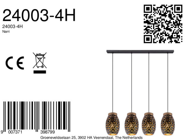 Globo Narri hanglamp – E27 (grote fitting) – Goud - Image 3