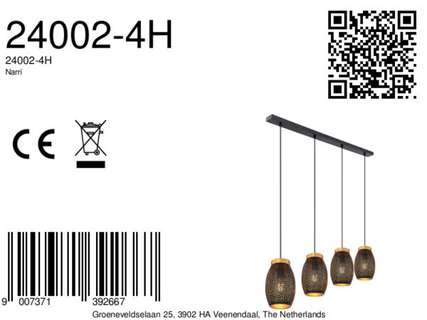 Globo Narri hanglamp – E27 (grote fitting) – Goud - Image 5