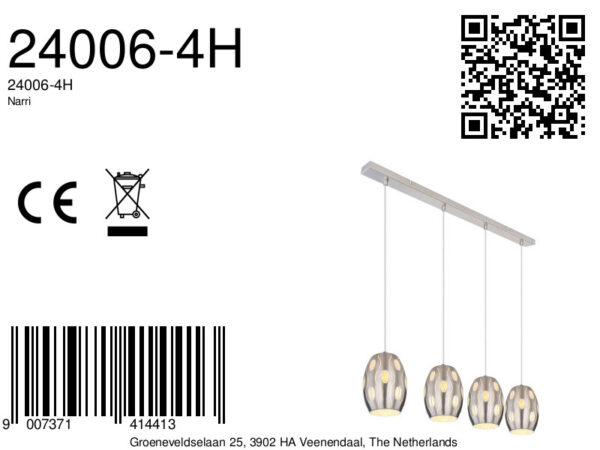 Globo Narri hanglamp – E27 (grote fitting) – Nikkel - Image 5