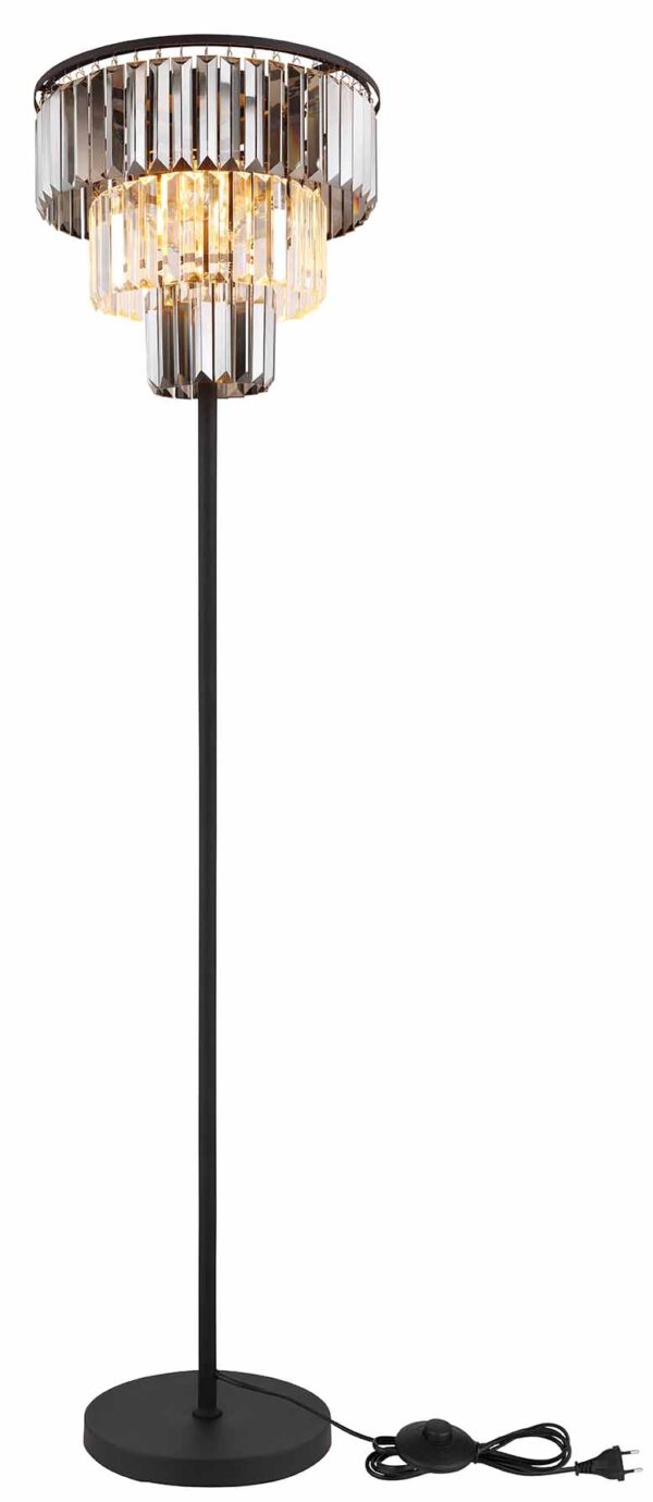 Globo Naxis vloerlamp – ø 40 cm – E27 (grote fitting) – Zwart - Image 4