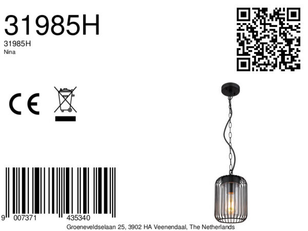 Globo Nina wandlamp – ø 16 cm – E27 (grote fitting) – Zwart - Image 5