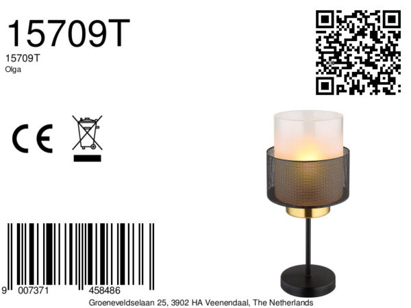 Globo Olga tafellamp – ø 18 cm – E27 (grote fitting) – Zwart - Image 5