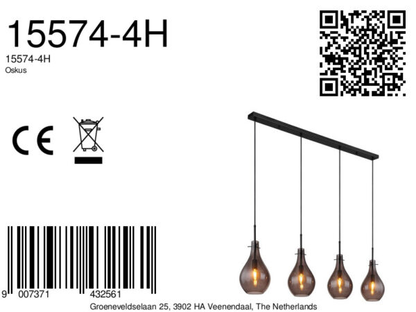 Globo Oskus hanglamp – E14 (kleine fitting) – Zwart - Image 5