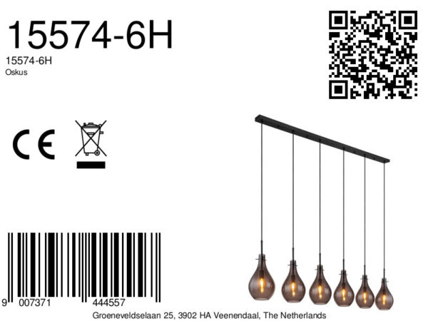 Globo Oskus hanglamp – E14 (kleine fitting) – Zwart - Image 5