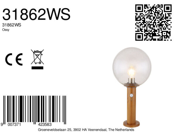 Globo Ossy vloerlamp – ø 25 cm – LED + E27 – Naturel - Image 5