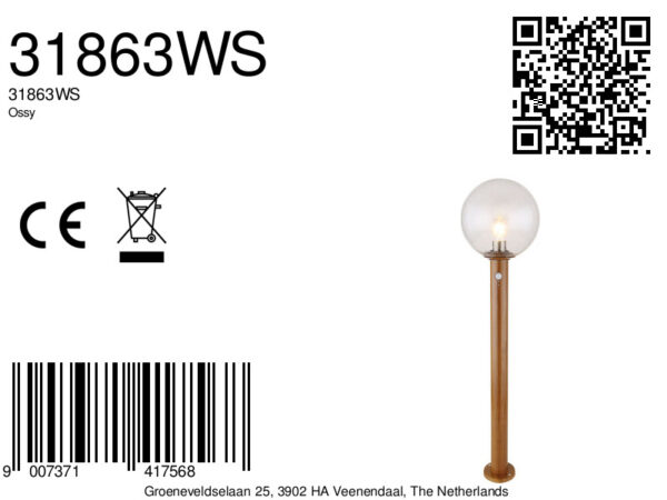 Globo Ossy vloerlamp – ø 25 cm – LED + E27 – Naturel - Image 5