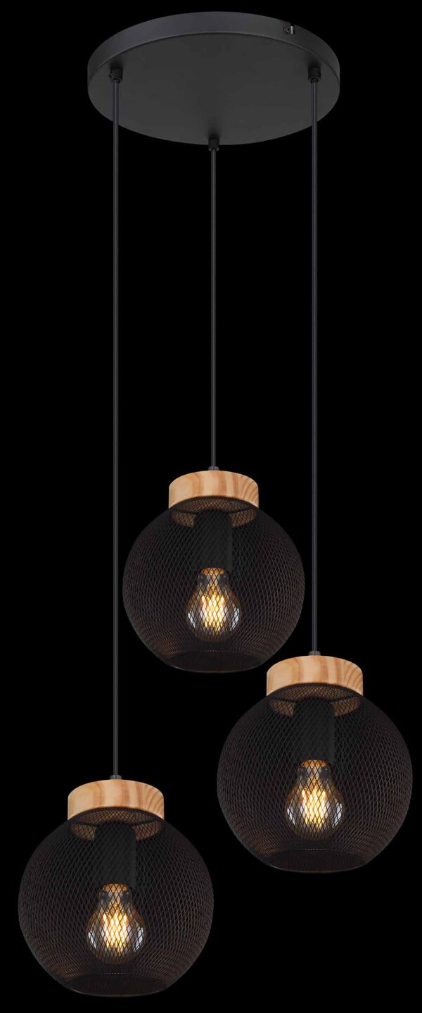 Globo Pablo hanglamp – ø 44 cm – E27 (grote fitting) – Zwart - Image 3