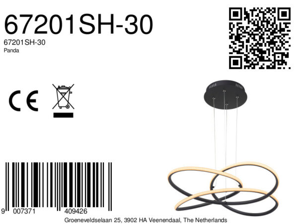 Globo Panda hanglamp – ø 60 cm – Ingebouwd (LED) – Zwart - Image 4