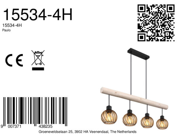 Globo Paulo hanglamp – E27 (grote fitting) – Zwart - Image 6