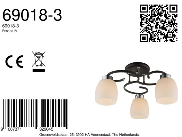 Globo Pessoa iv plafonniere – ø 48 cm – E27 (grote fitting) – Zwart - Image 4