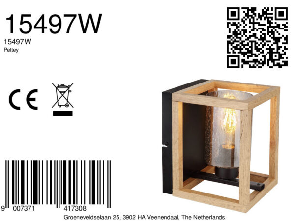 Globo Pettey wandlamp – E27 (grote fitting) – Zwart - Image 6