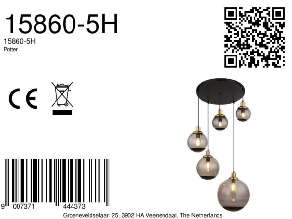 Globo Potter hanglamp – ø 65 cm – E27 (grote fitting) – Zwart - Image 5