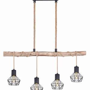 Globo Priska hanglamp – E27 (grote fitting) – Zwart