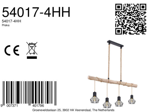 Globo Priska hanglamp – E27 (grote fitting) – Zwart - Image 5