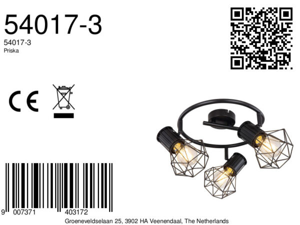 Globo Priska spot – ø 28,5 cm – E27 (grote fitting) – Zwart - Image 5