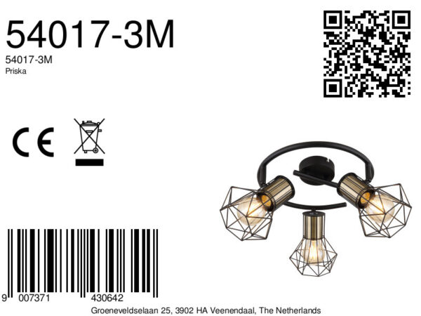 Globo Priska spot – ø 28,5 cm – E27 (grote fitting) – Zwart - Image 5