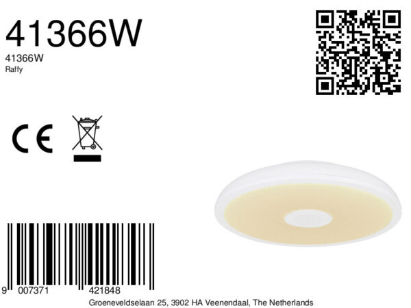 Globo Raffy plafonniere – ø 28 cm – Ingebouwd (LED) – Wit - Image 5