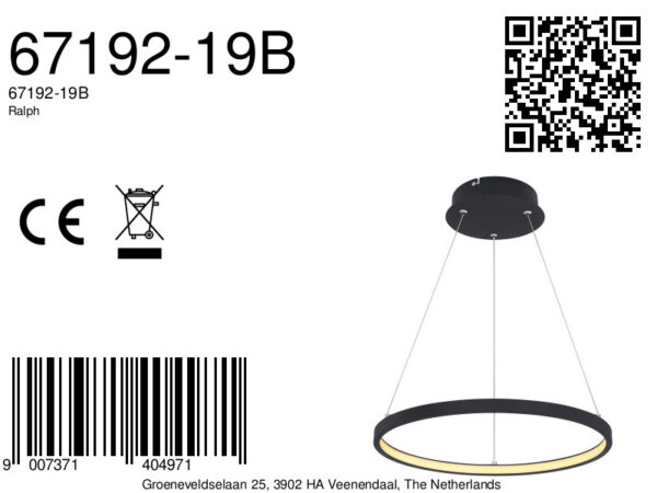 Globo Ralph hanglamp – ø 38,5 cm – Ingebouwd (LED) – Zwart - Image 4