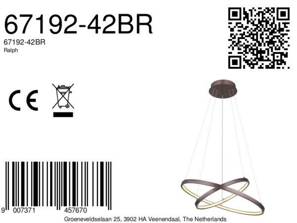 Globo Ralph hanglamp – ø 51 cm – Ingebouwd (LED) – Bruin - Image 5